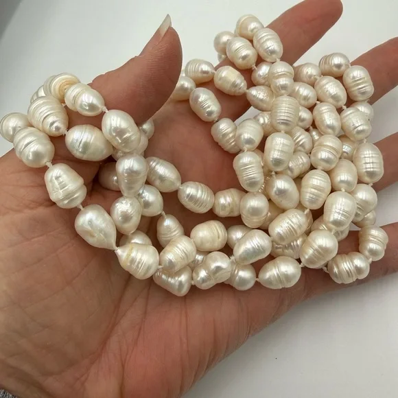 64” Genuine Baroque Pearl Opera Necklace 160g Cream Ivory Statement Piece - Picture 17 of 17